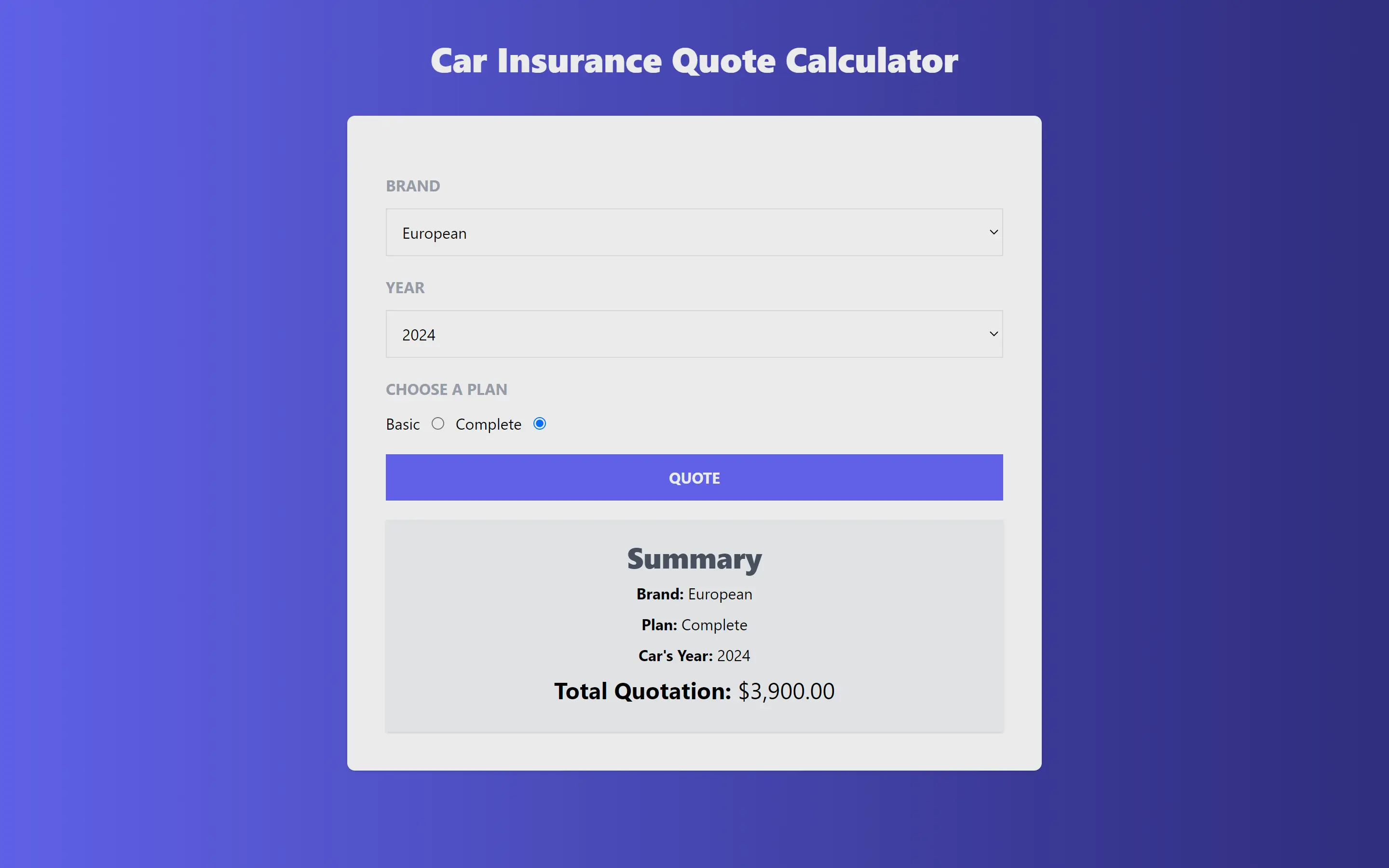 Car Insurace Quote Calculator background image